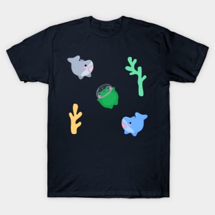 Kawaii Frog And Sharks T-Shirt